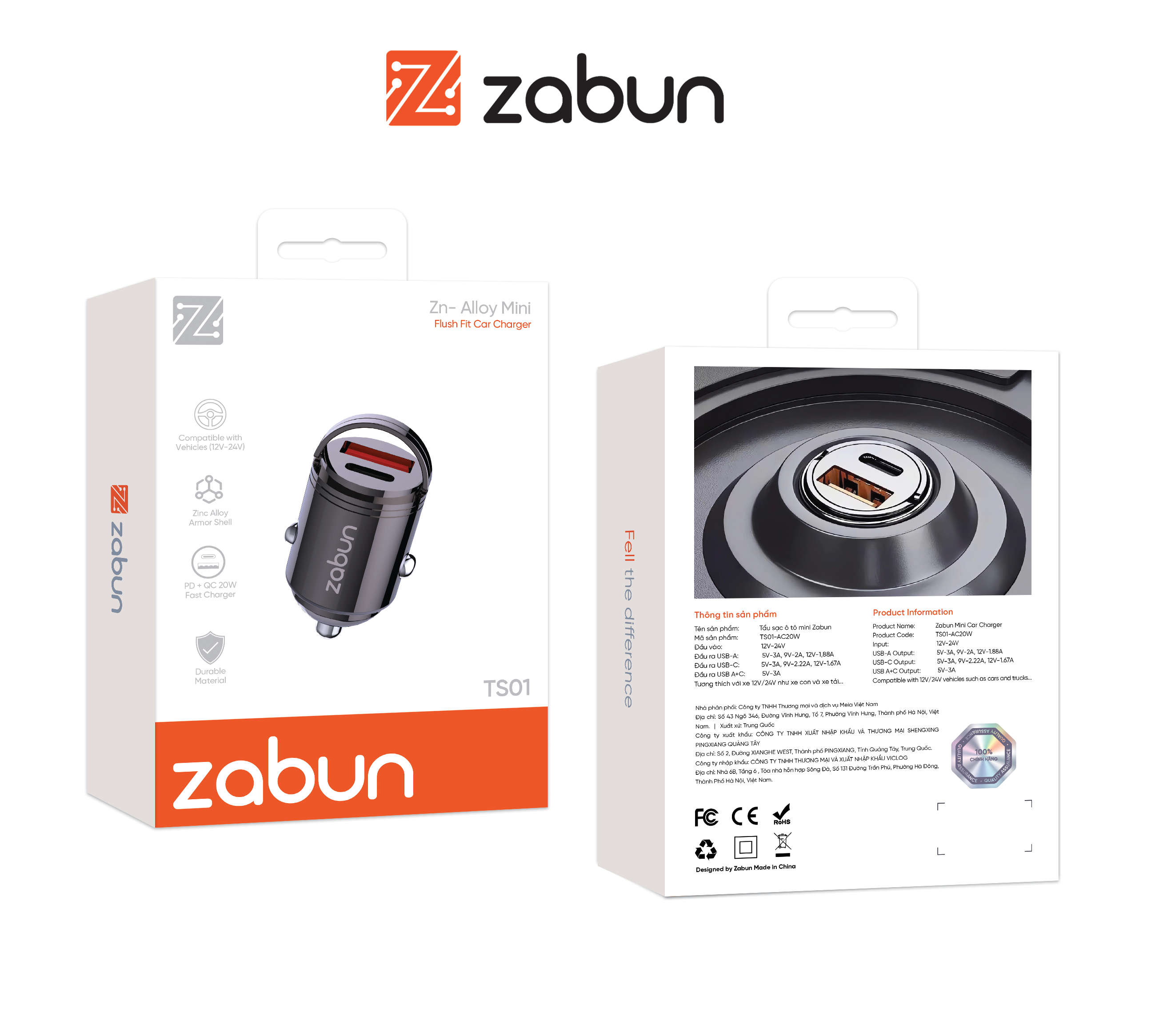 Tẩu sạc oto Zabun TS01